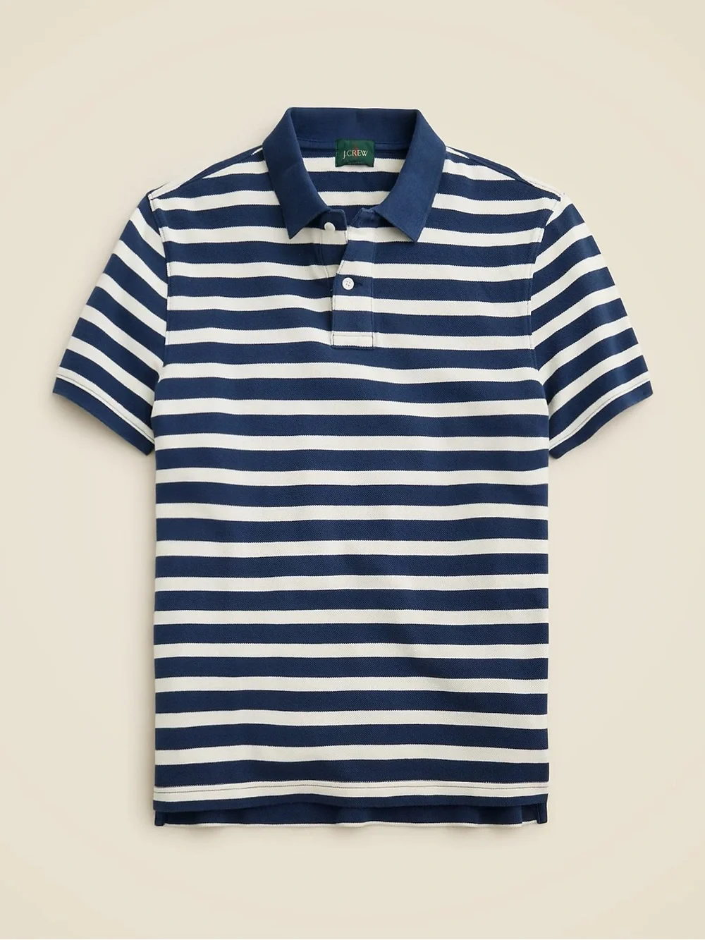 J.Crew Men’s Washed Pique Polo Shirt Blue/White Stripe Large Short-Sleeve Preppy